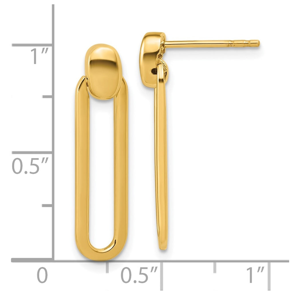 14k Yellow Gold Polished Link Dangle Post Earrings