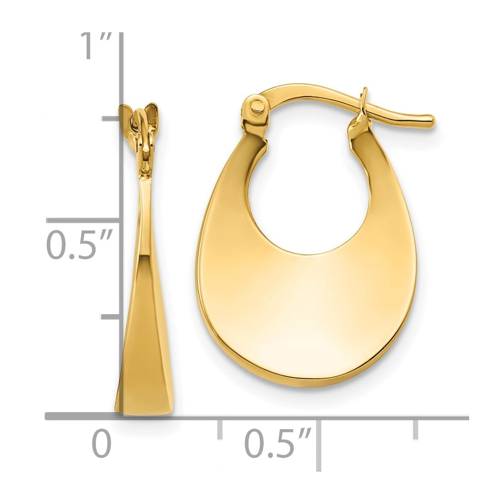 14k Yellow Gold Polished Fancy Oval Hoop Earrings