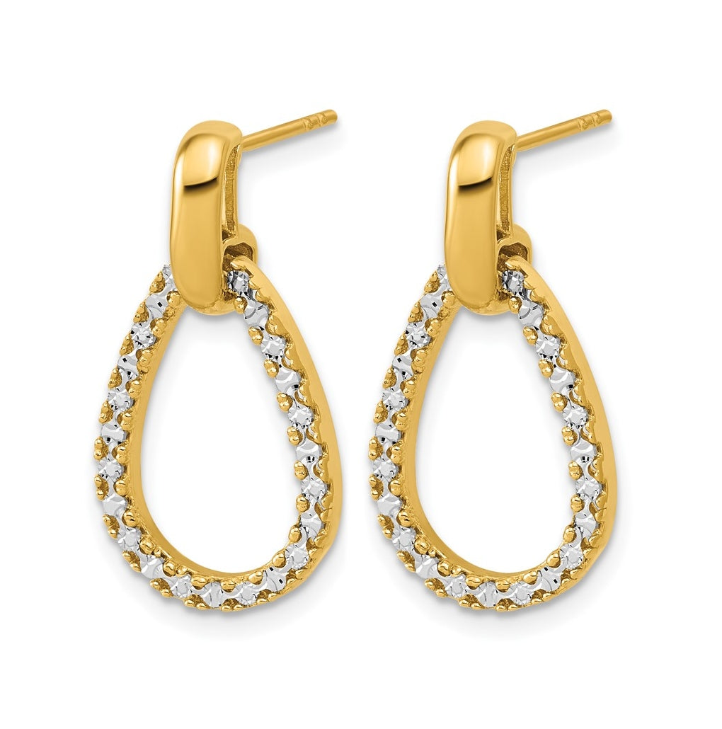 14k Yellow Gold w/RH-plating Polished Teardrop Dangle Post Earrings