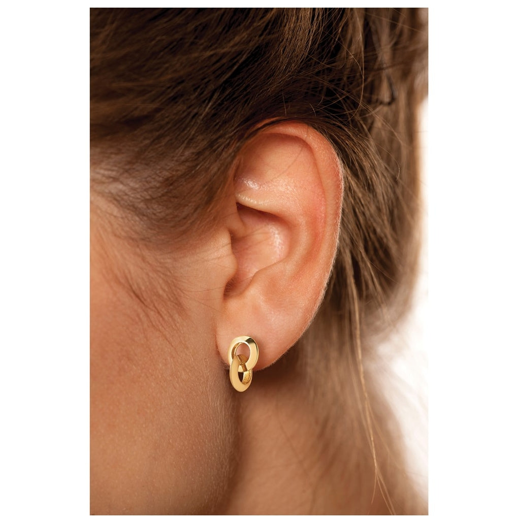 14k Yellow Gold Polished Circles Dangle Post Earrings