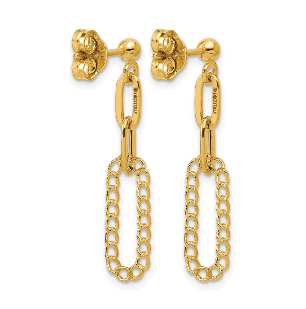 14k Yellow Gold Polished Oval Dangle Post Earrings