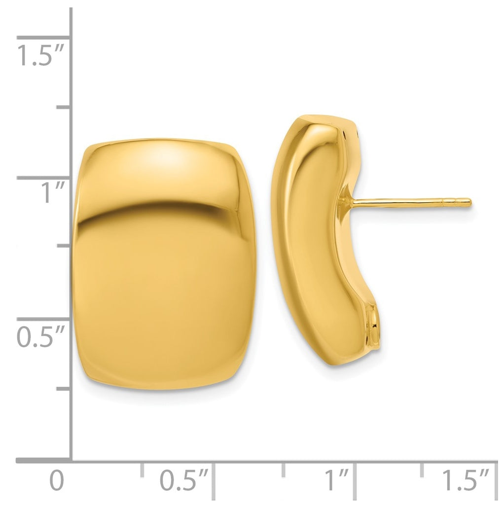 14k Yellow Gold Polished Hollow Puffed Post Earrings