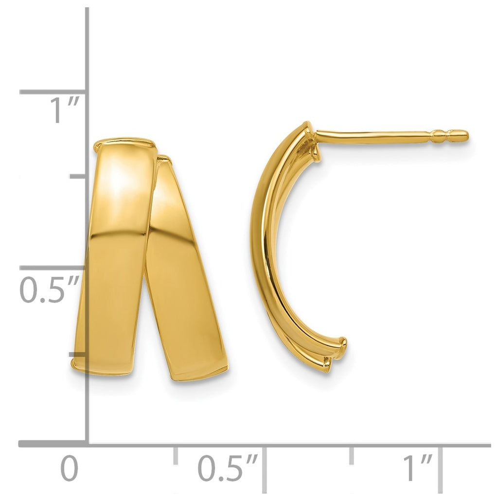 14k Yellow Gold Polished J-Hoop Post Earrings
