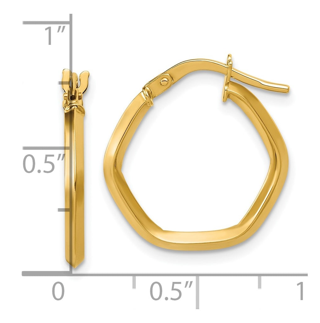 14k Yellow Gold Polished Geometric Hoop Earrings