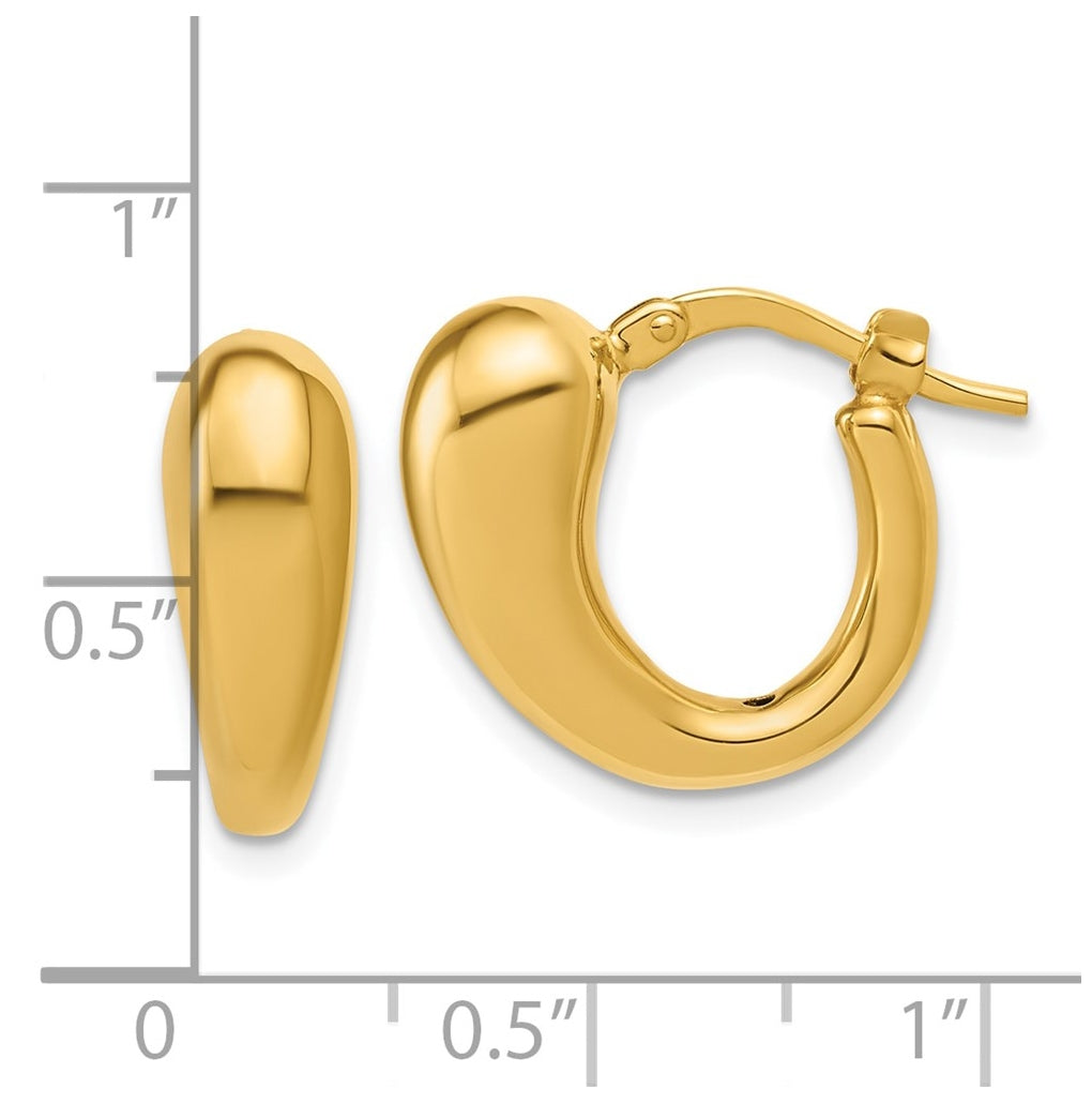 14k Yellow Gold Polished Hollow Puffed Hoop Earrings