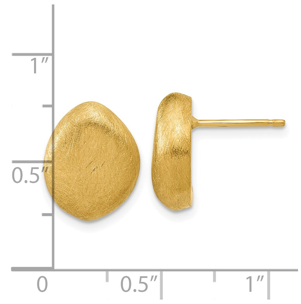 14k Yellow Gold With Scratch Finish Post Earrings
