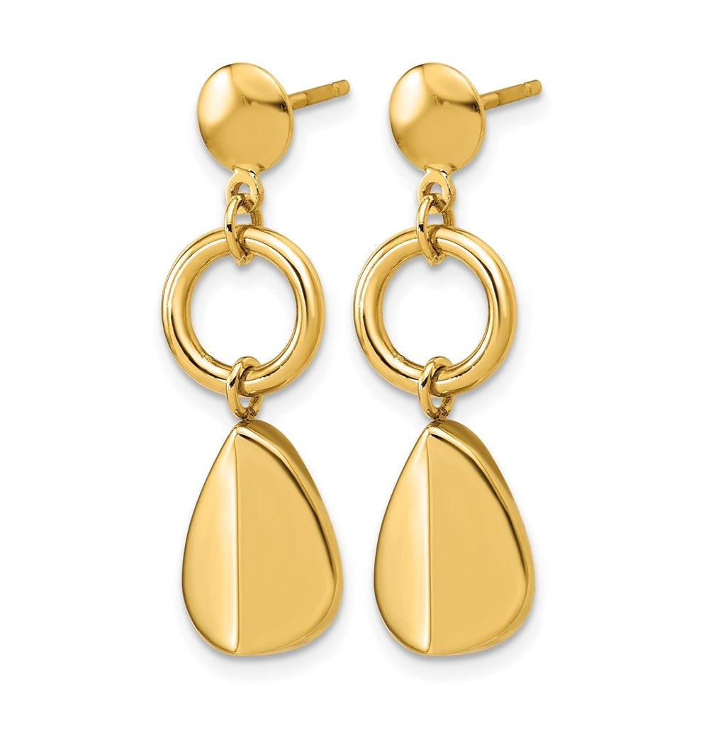14k Yellow Gold Polished Geometric Fancy Dangle Post Earrings