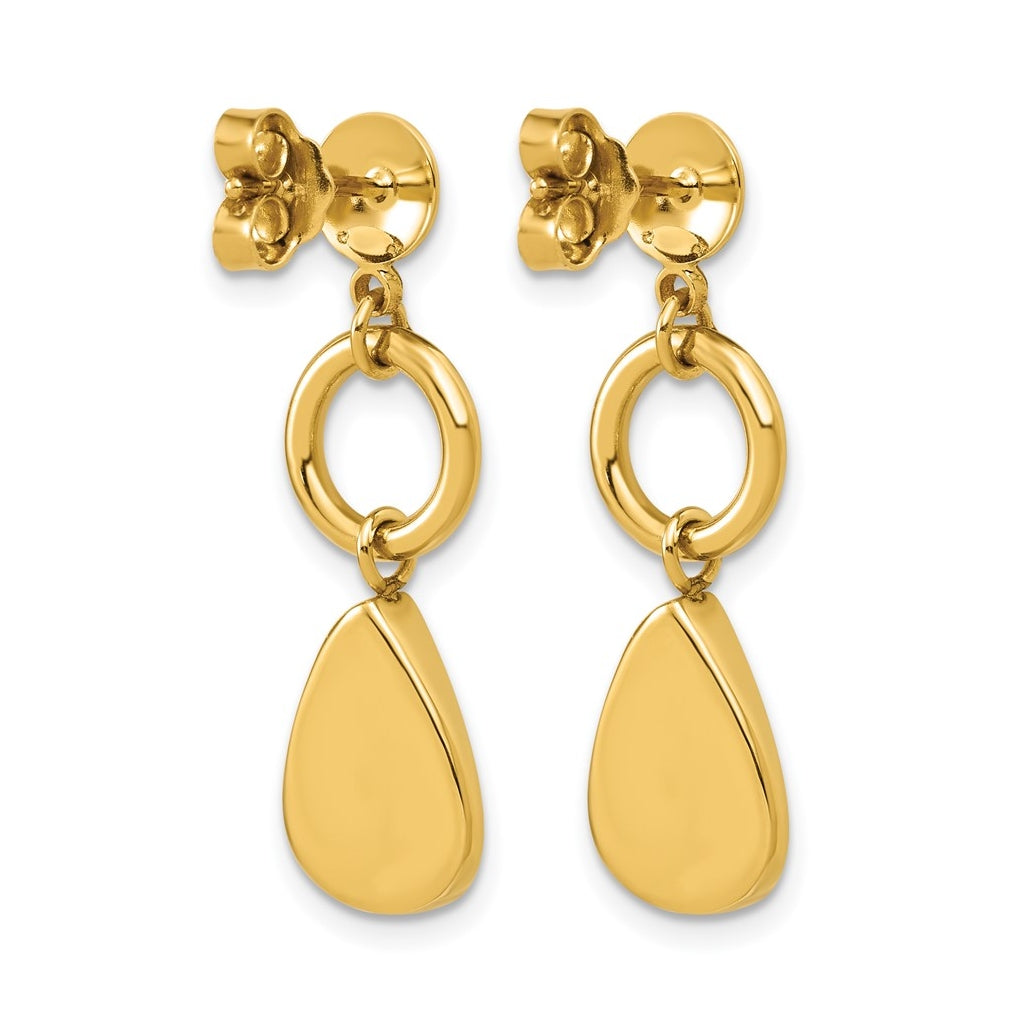 14k Yellow Gold Polished Geometric Fancy Dangle Post Earrings