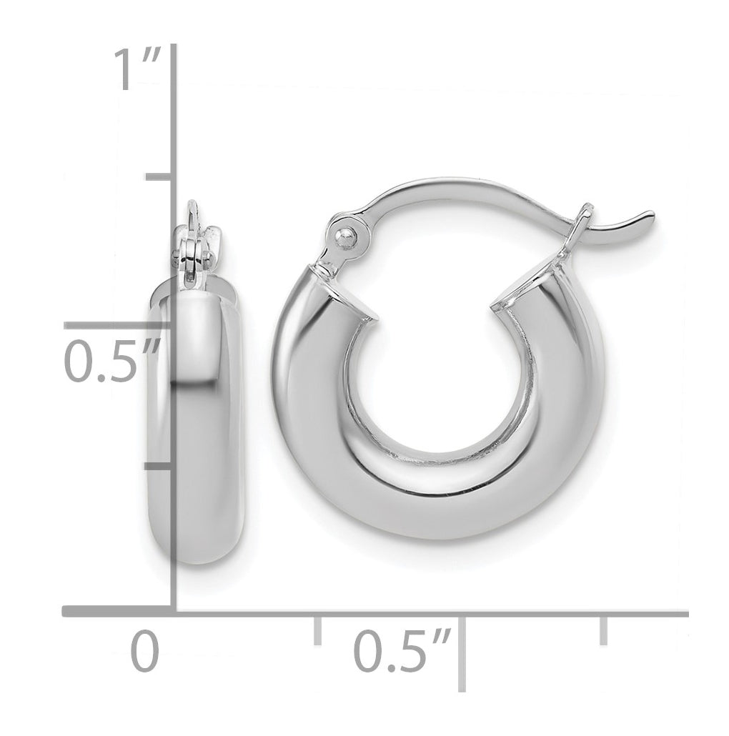 14k White Gold Polished 4mm x 15mm Lightweight Tube Earrings