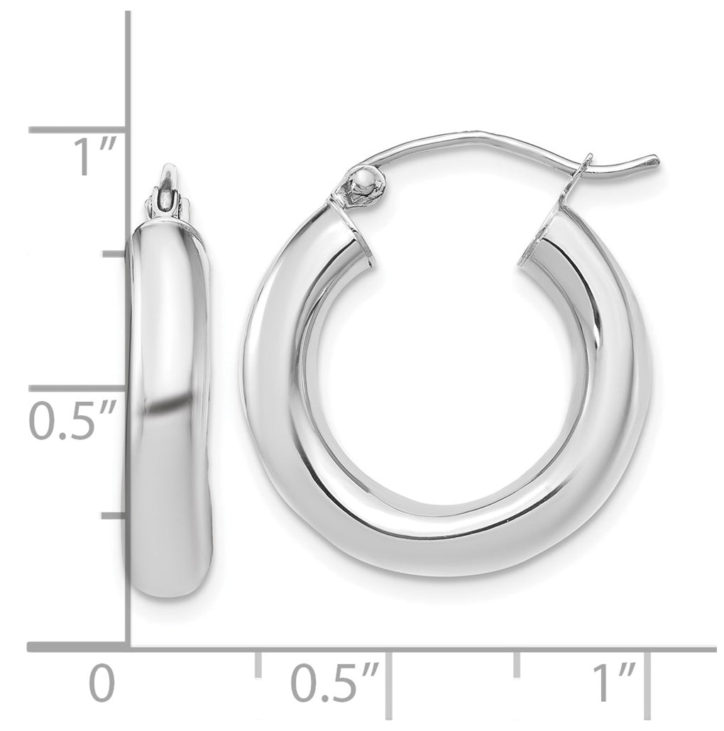 14k White Gold Polished 4mm x 20mm Lightweight Tube Earrings