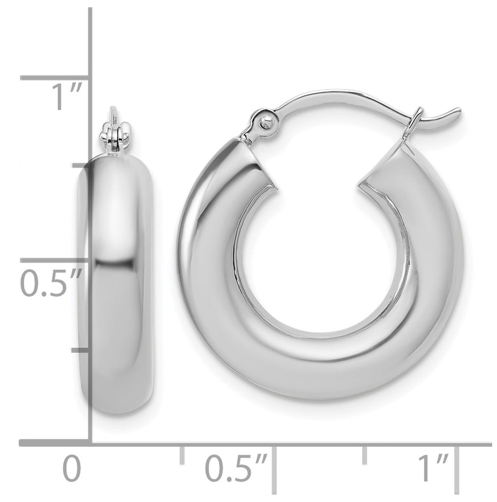 14k White Gold Polished 5mm x 20mm Lightweight Hoop Earrings