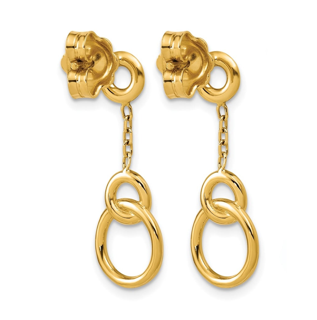 14k Yellow Gold Polished Circle Dangle Post Earrings
