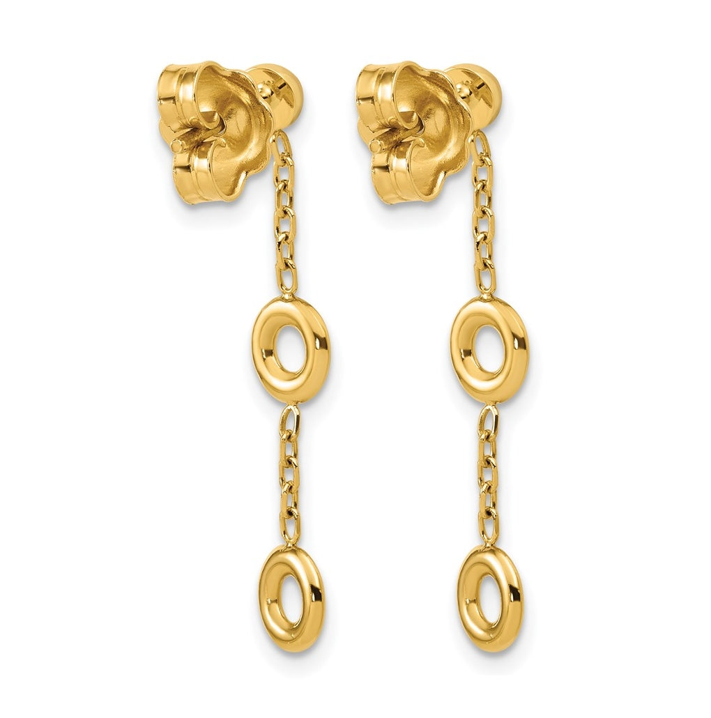 14k Yellow Gold Polished Circle Post Dangle Earrings