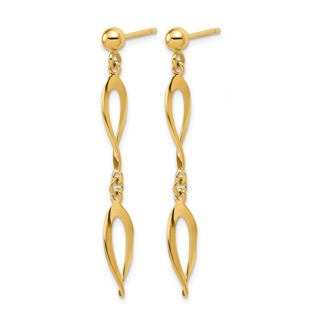 14k Yellow Gold Polished Fancy Dangle Post Earrings