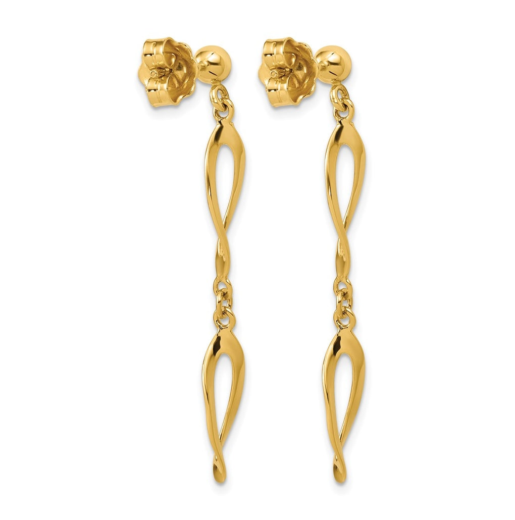 14k Yellow Gold Polished Fancy Dangle Post Earrings