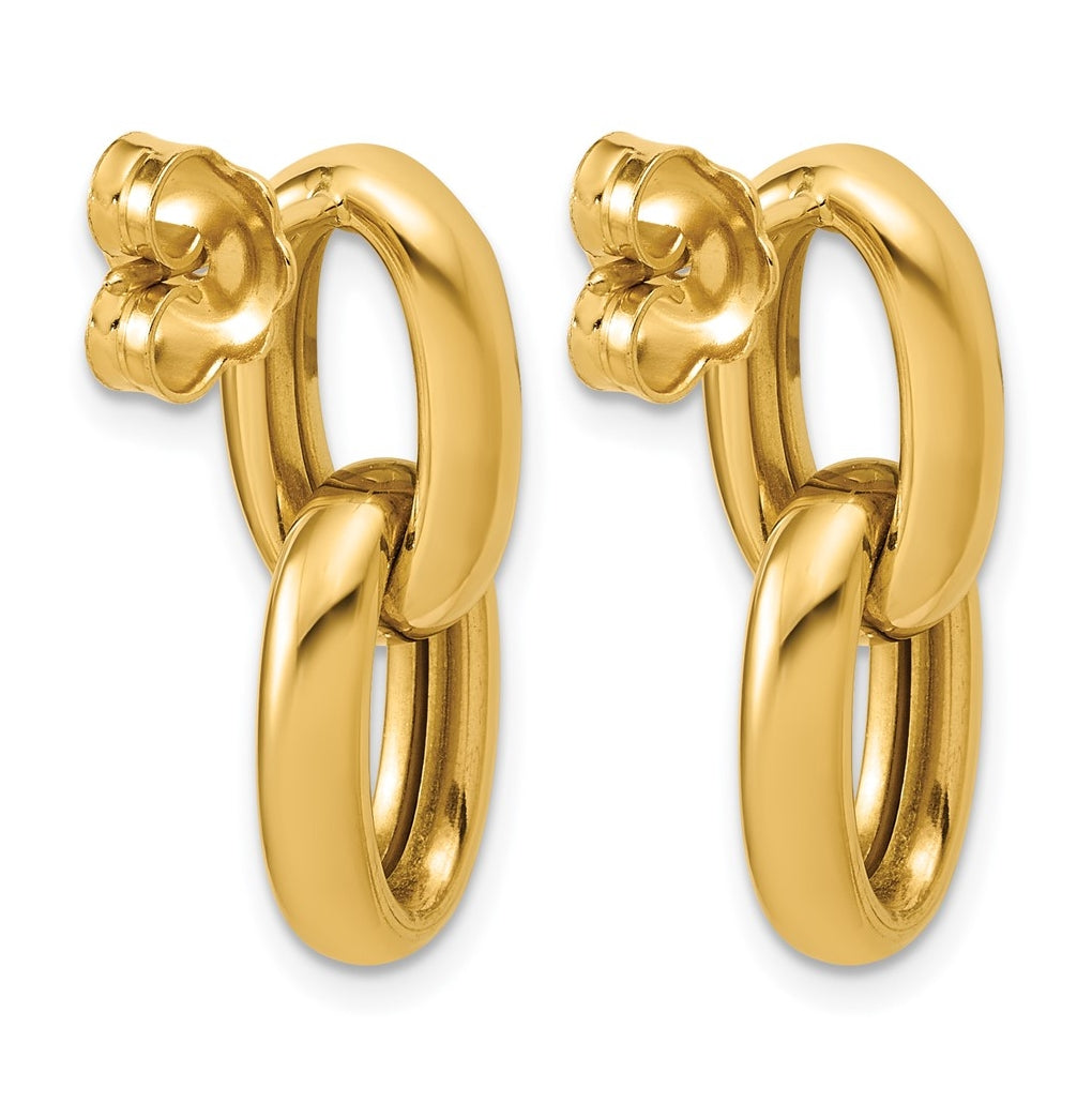 14k Yellow Gold Polished Ovals Dangle Post Earrings