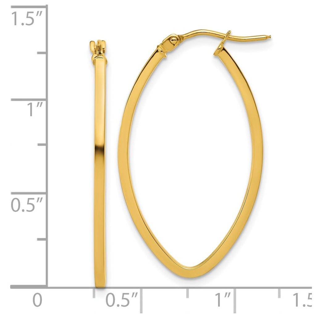14k Yellow Gold Polished Oval Hoop Earrings