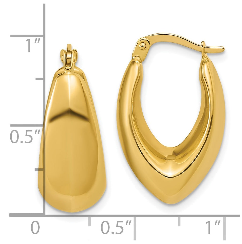 14k Yellow Gold Polished Hoop Earrings
