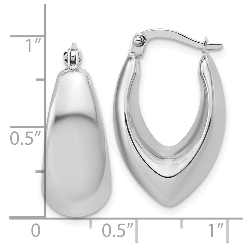 14K White Gold Polished Hoop Earrings