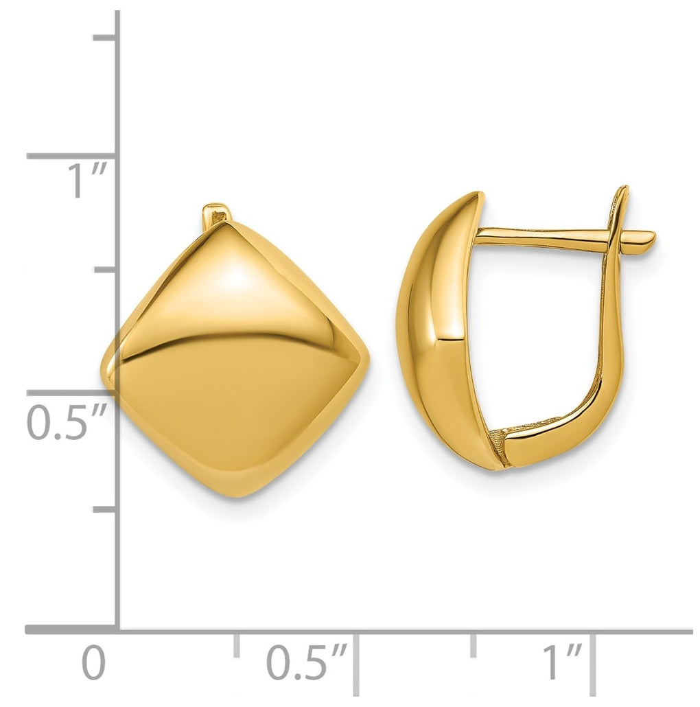 14k Yellow Gold Polished Geometric Hinged Hoop Earrings