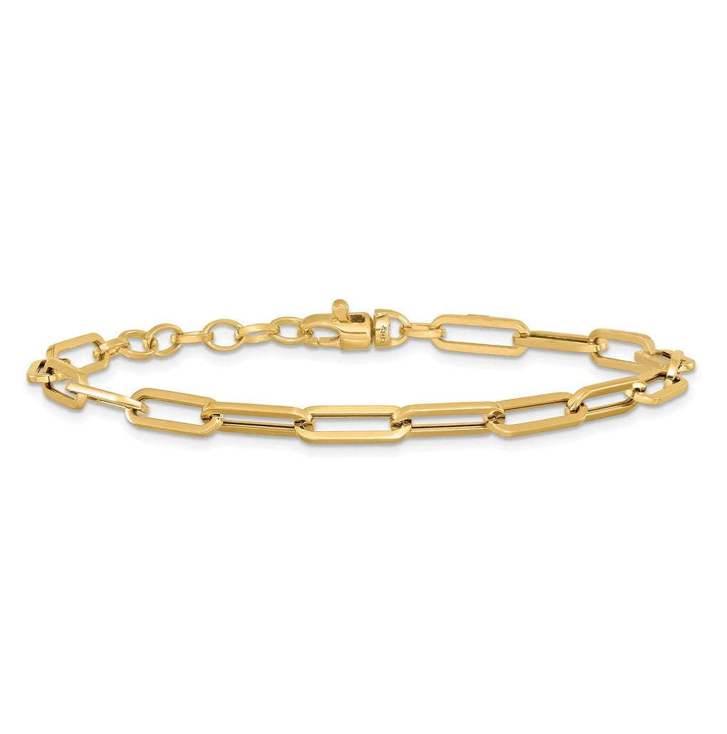 14k Yellow Gold Polished Fancy Link with 1in ext Bracelet