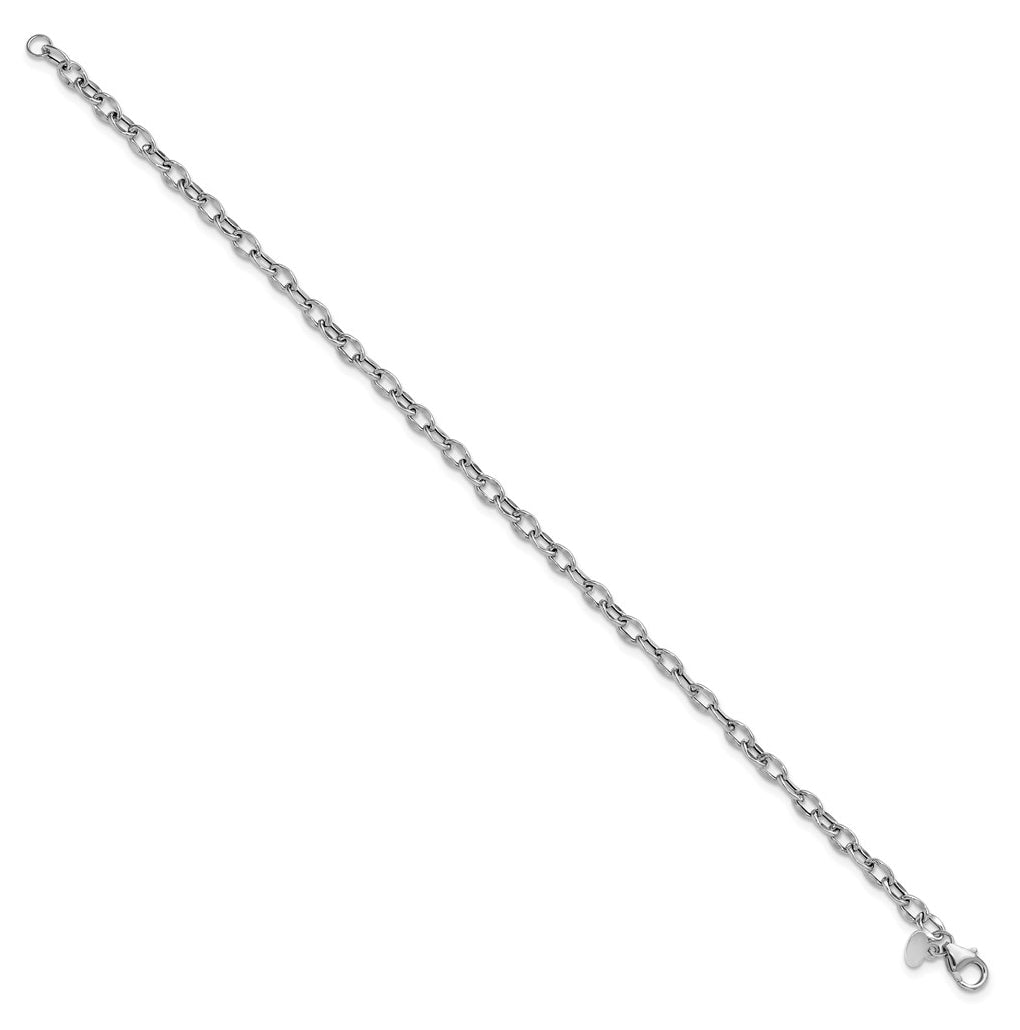 14K White Gold Polished Fancy Flat Cable Link Bracelet