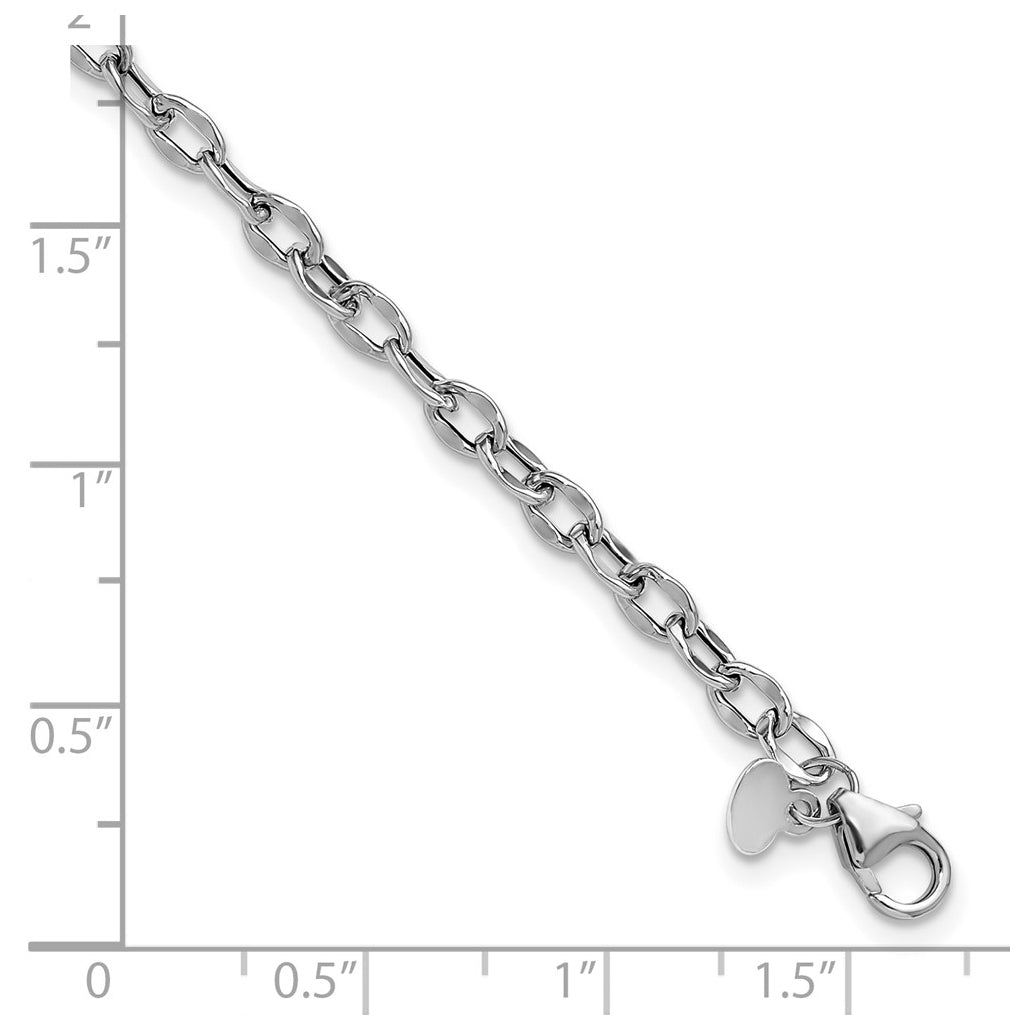 14K White Gold Polished Fancy Flat Cable Link Bracelet