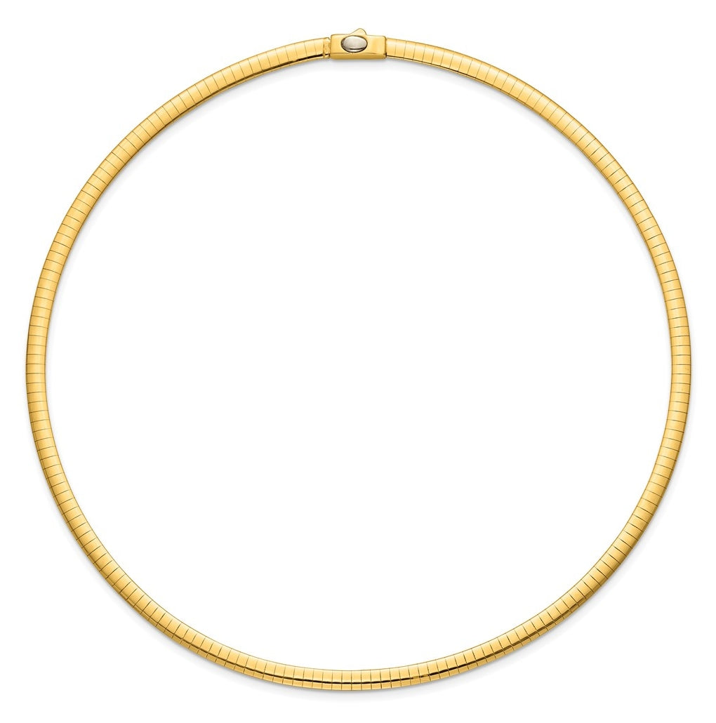 14k Yellow Gold Polished and Satin 4mm 16in Reversible Omega Necklace