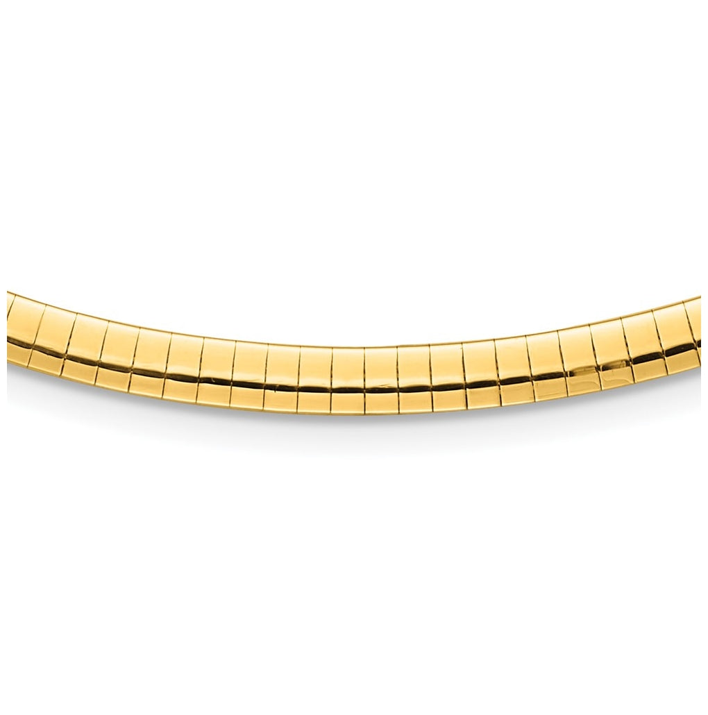 14k Yellow Gold Polished and Satin 4mm 16in Reversible Omega Necklace