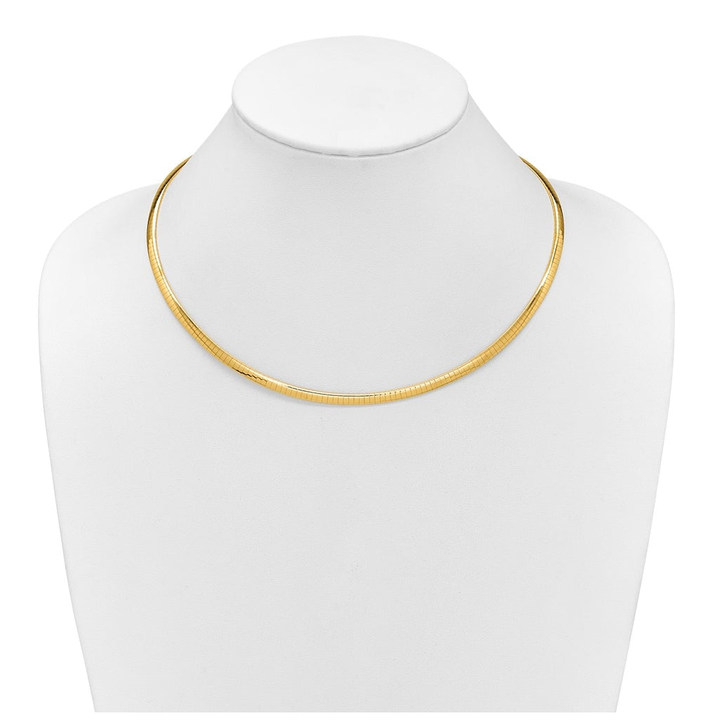14k Yellow Gold Polished and Satin 4mm 18in Reversible Omega Necklace