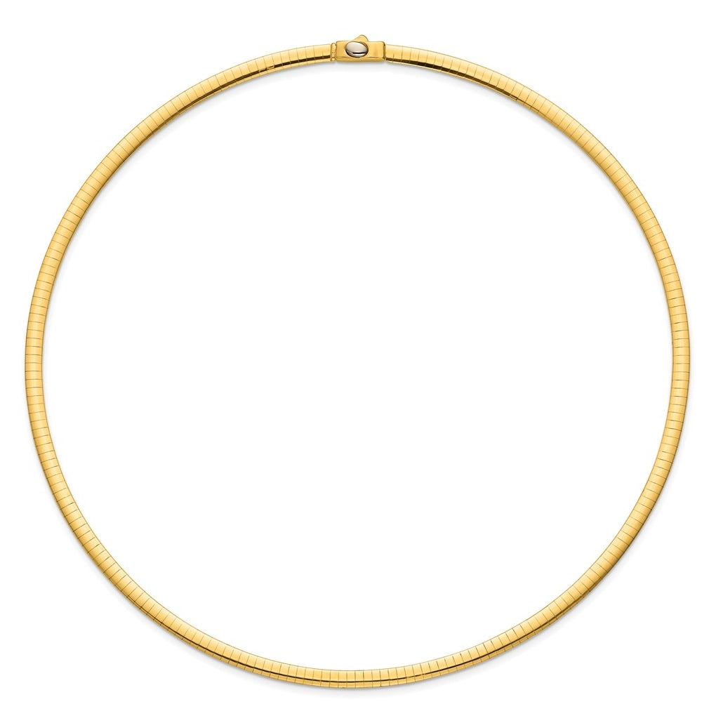14k Yellow Gold Polished and Satin 4mm 18in Reversible Omega Necklace