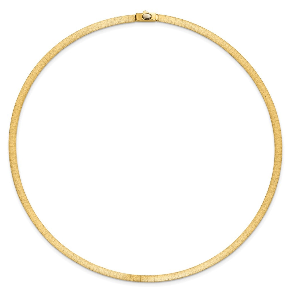 14k Yellow Gold Polished and Satin 4mm 18in Reversible Omega Necklace