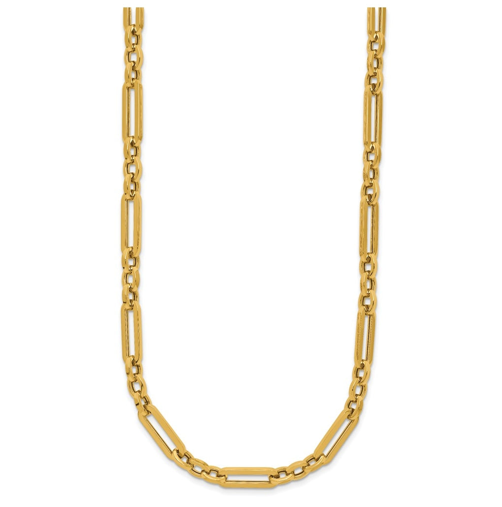 14k Yellow Gold Polished Fancy Paperclip Link Necklace