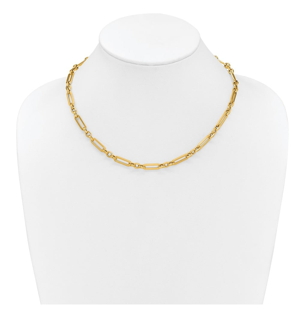 14k Yellow Gold Polished Fancy Paperclip Link Necklace