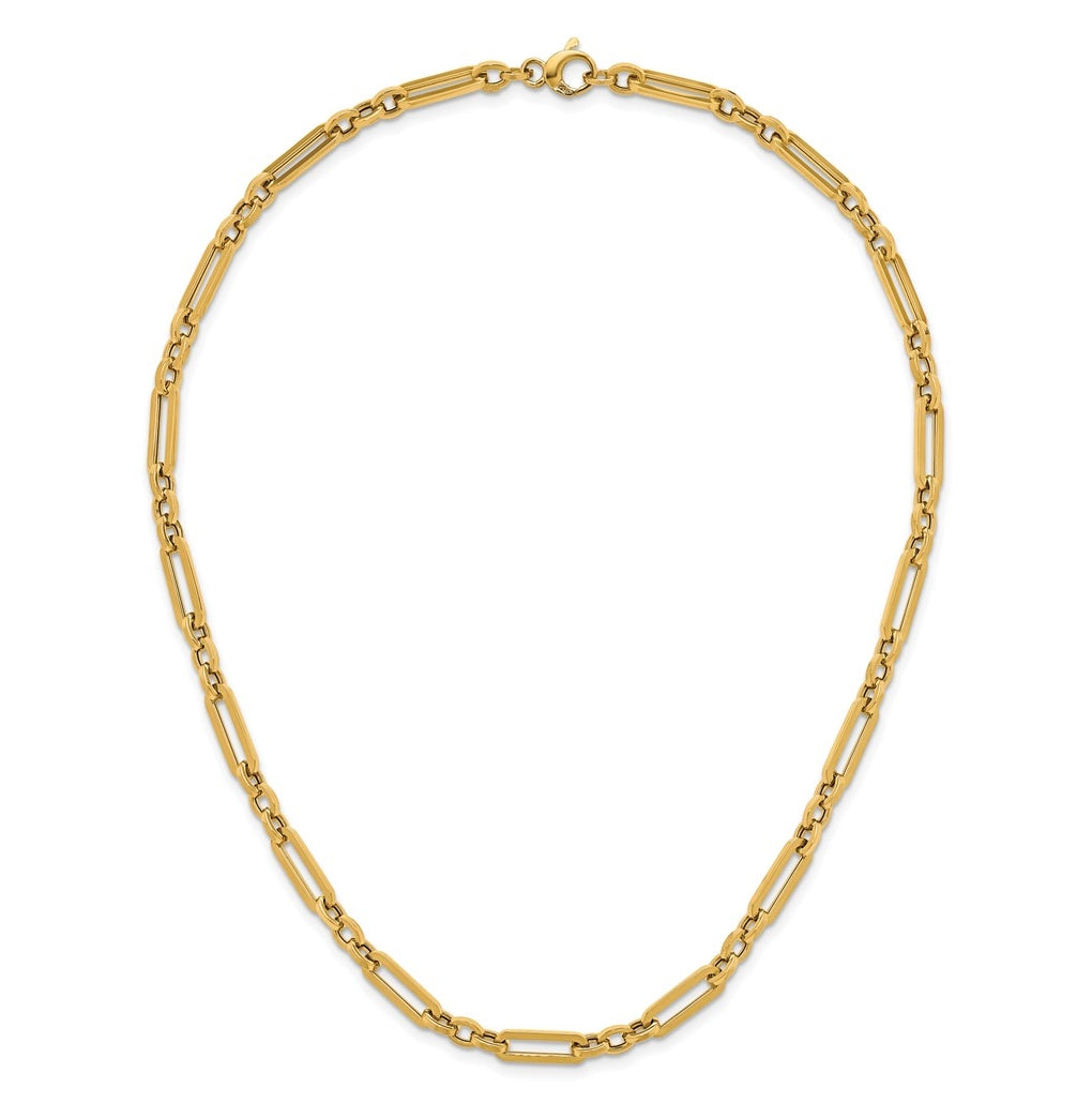 14k Yellow Gold Polished Fancy Paperclip Link Necklace
