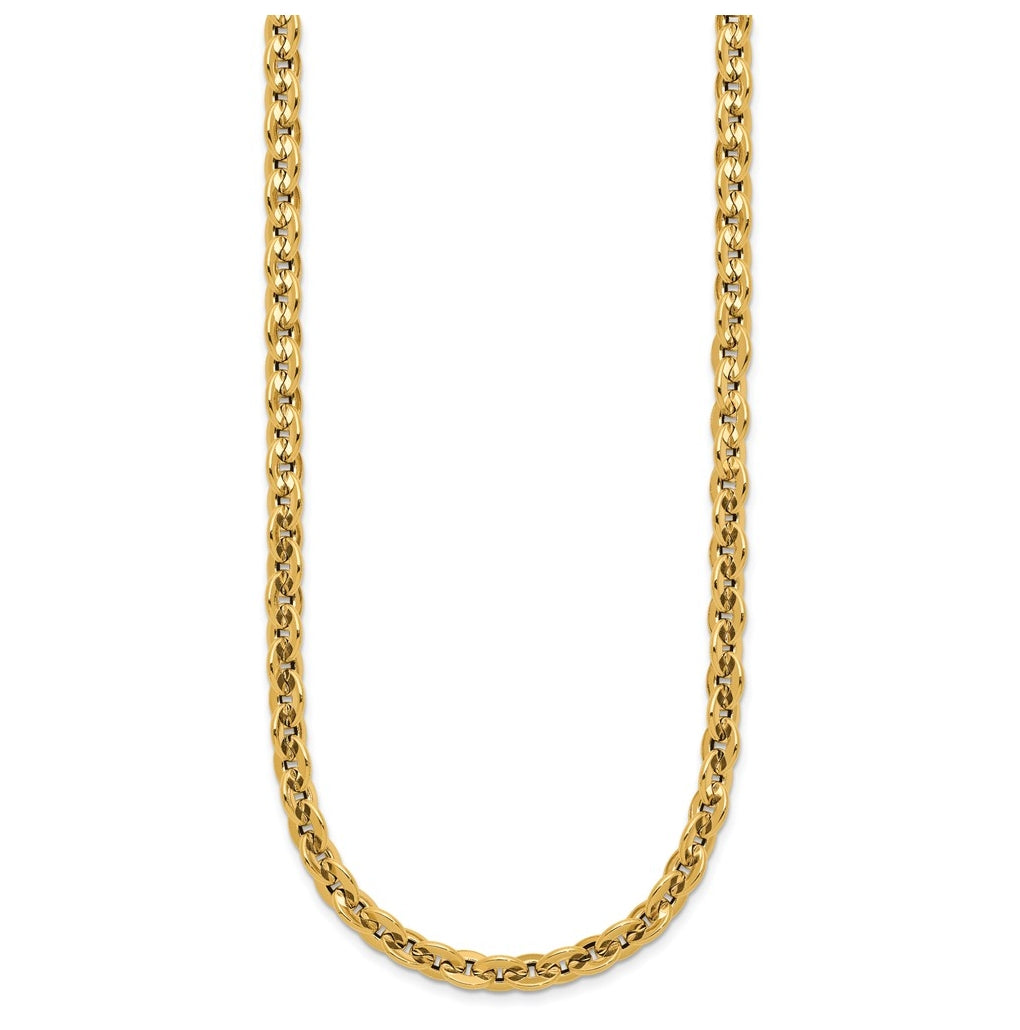 14k Yellow Gold Polished Fancy Round Link Necklace