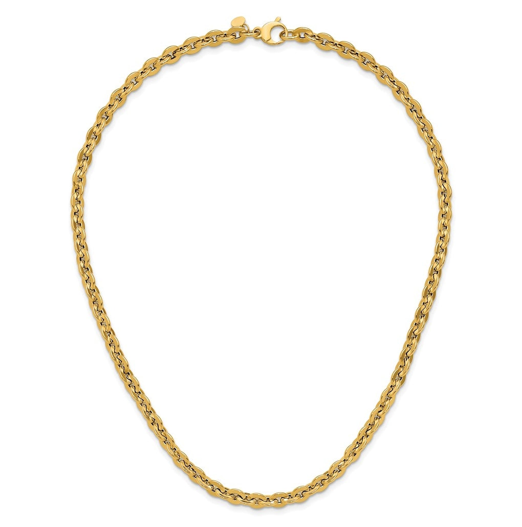14k Yellow Gold Polished Fancy Round Link Necklace