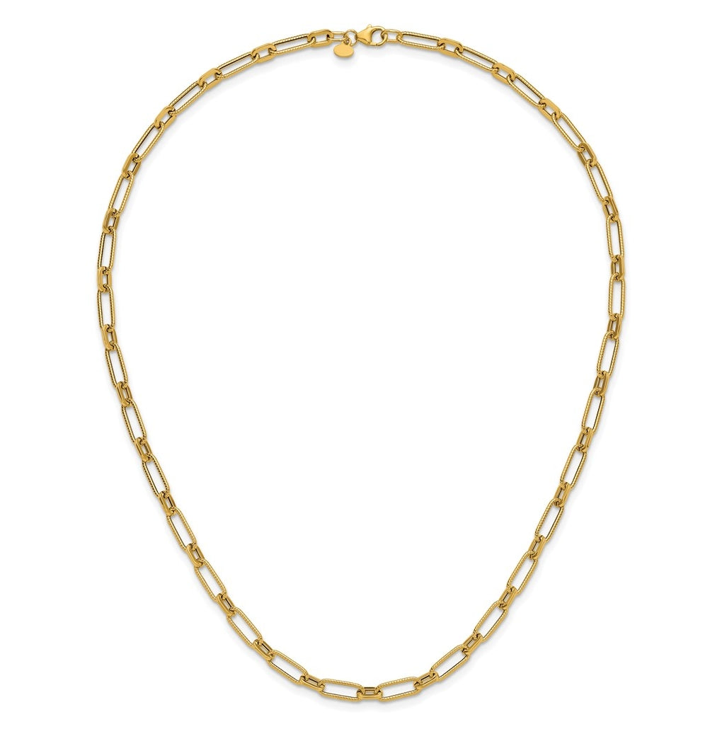 14k Yellow Gold Polished Textured Fancy Link Necklace