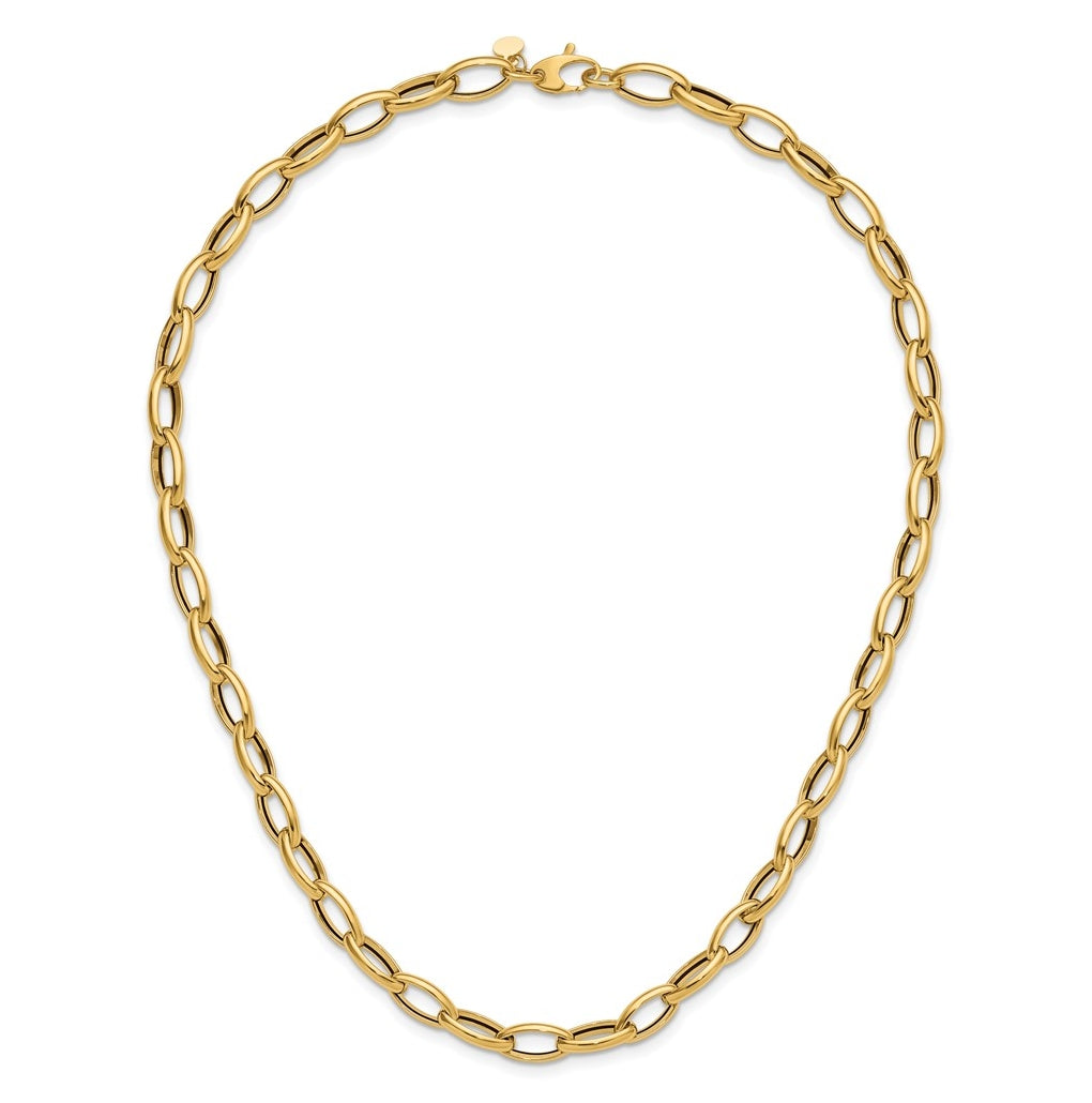 14k Yellow Gold Polished Fancy Oval Link Necklace