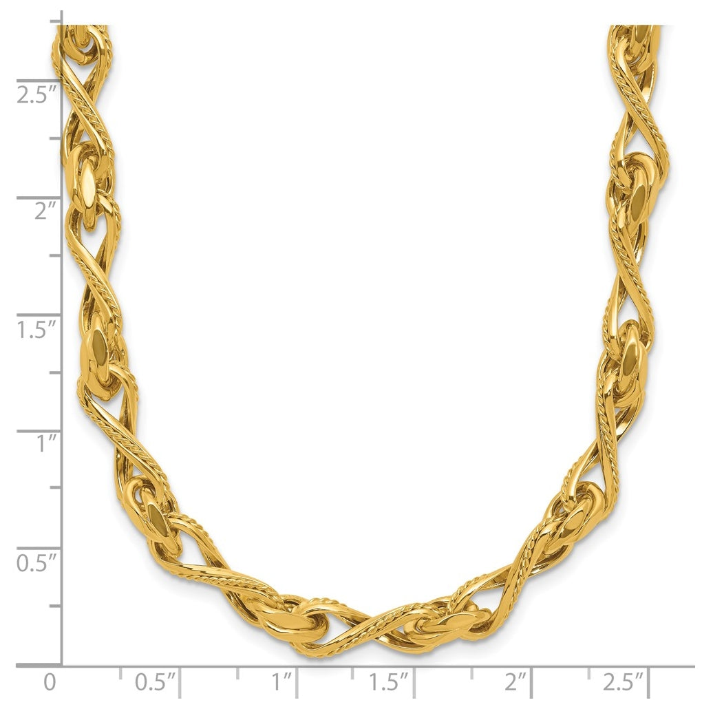 Leslie's14k Yellow Gold Polished and Textured Twisted Link Necklace
