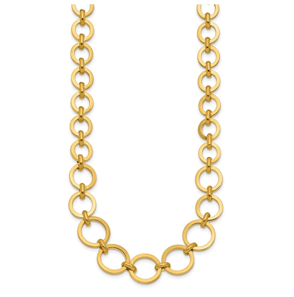 14k Yellow Gold Polished Graduated Circle Link Necklace