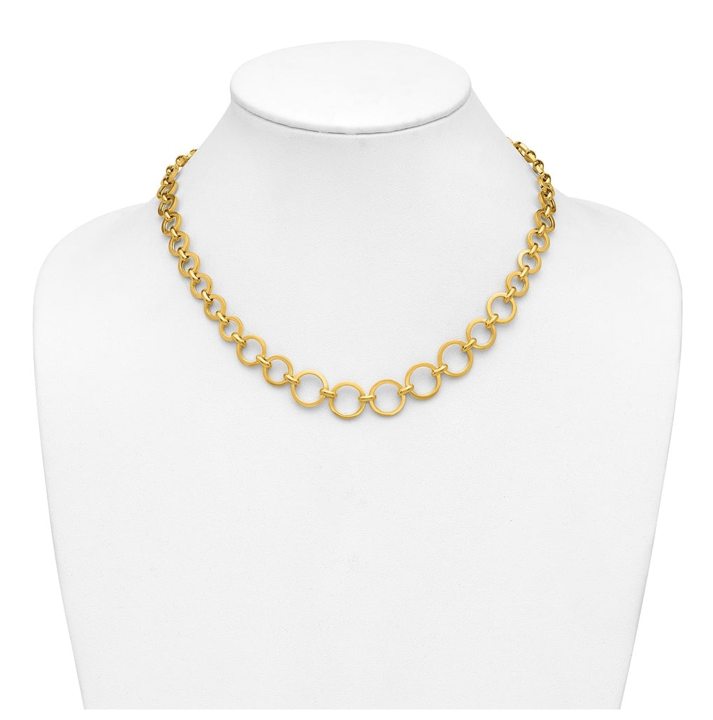 14k Yellow Gold Polished Graduated Circle Link Necklace