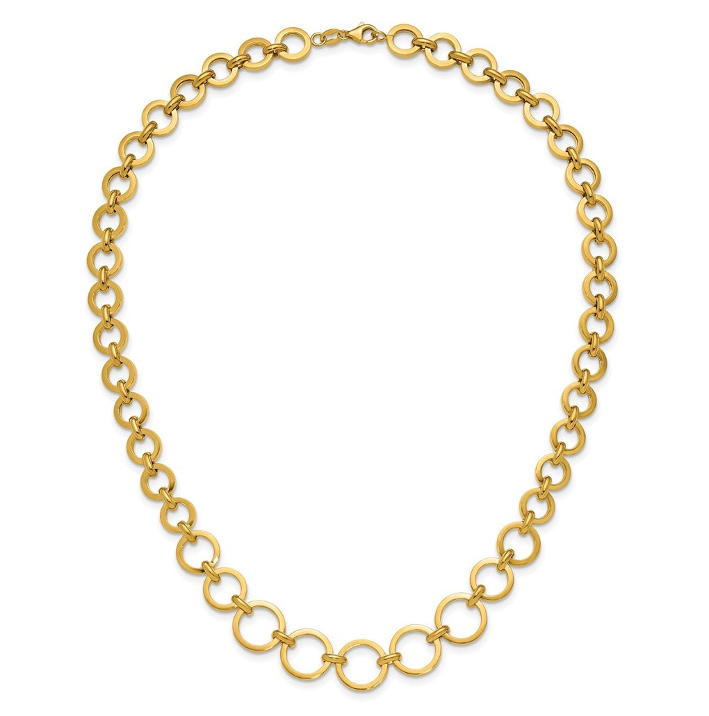 14k Yellow Gold Polished Graduated Circle Link Necklace