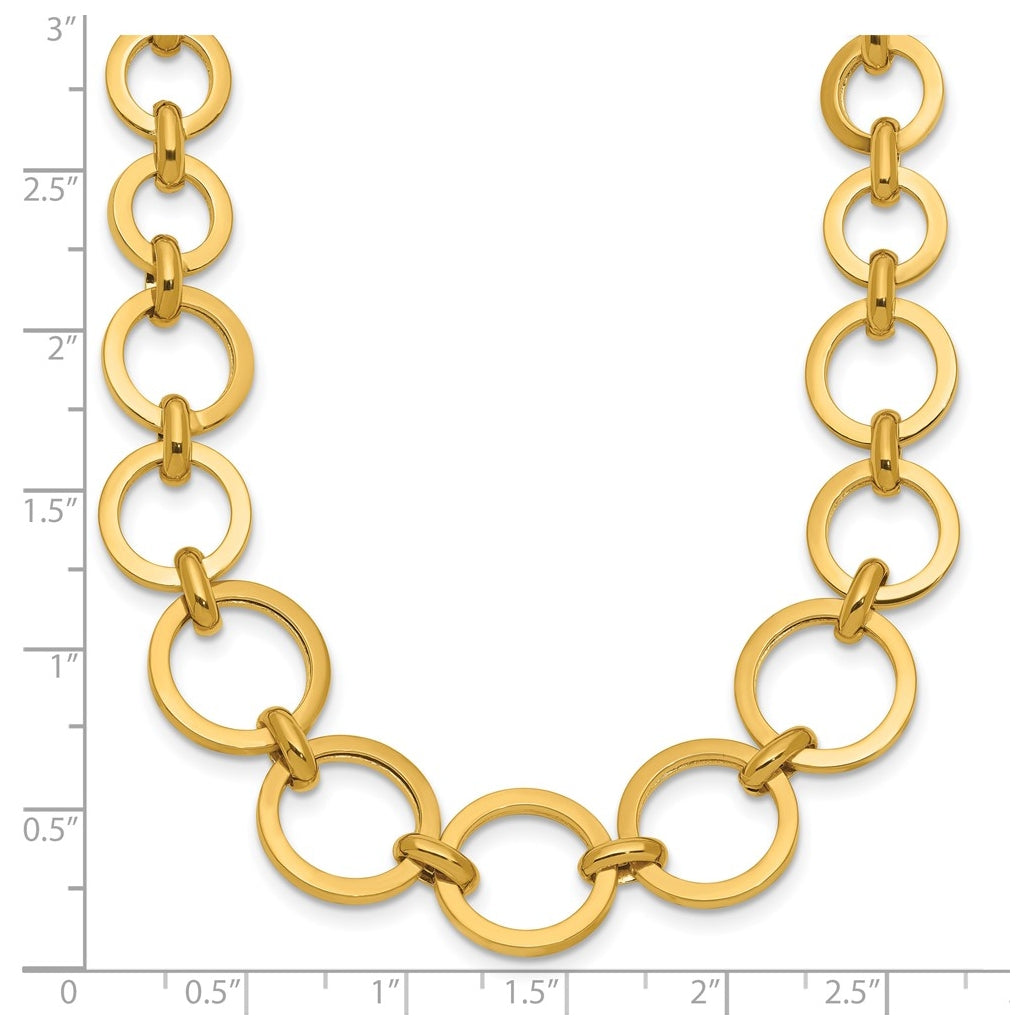14k Yellow Gold Polished Graduated Circle Link Necklace