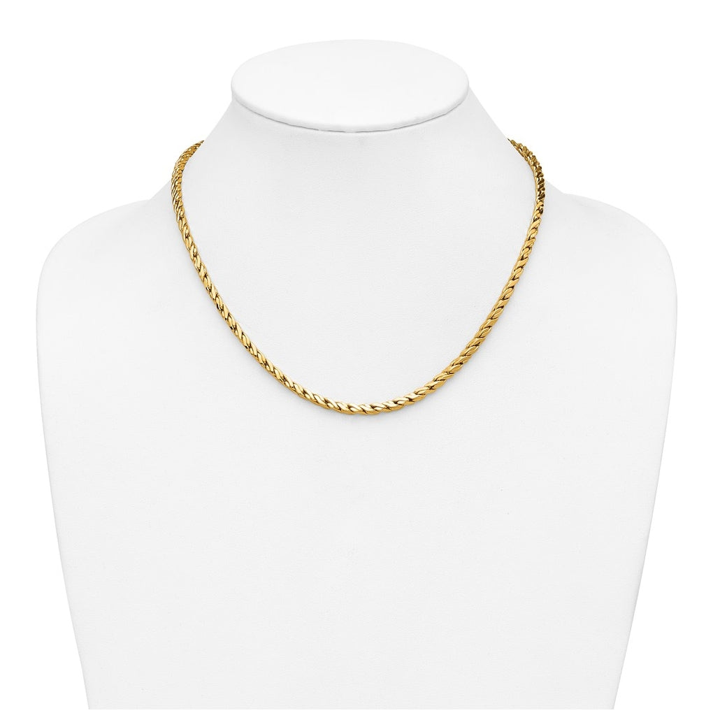14k Yellow Gold Polished Square Twisted Link Necklace