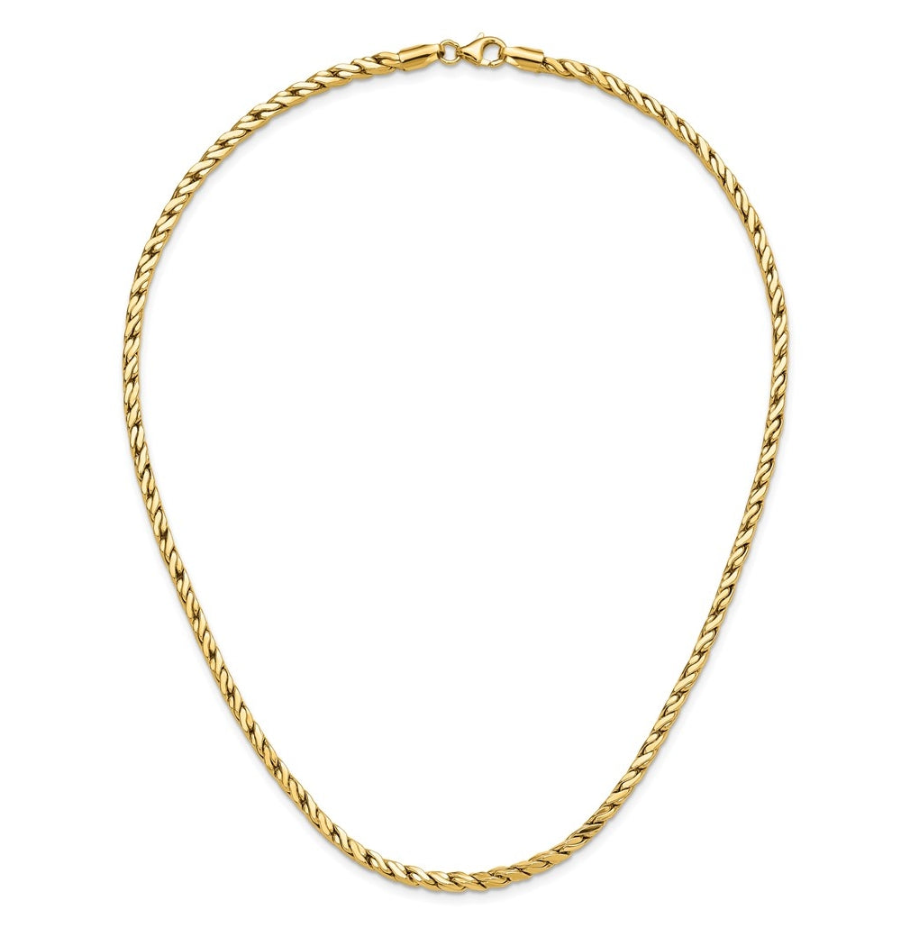 14k Yellow Gold Polished Square Twisted Link Necklace