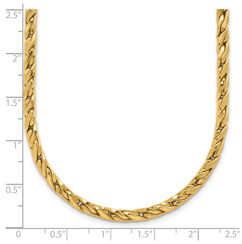14k Yellow Gold Polished Square Twisted Link Necklace