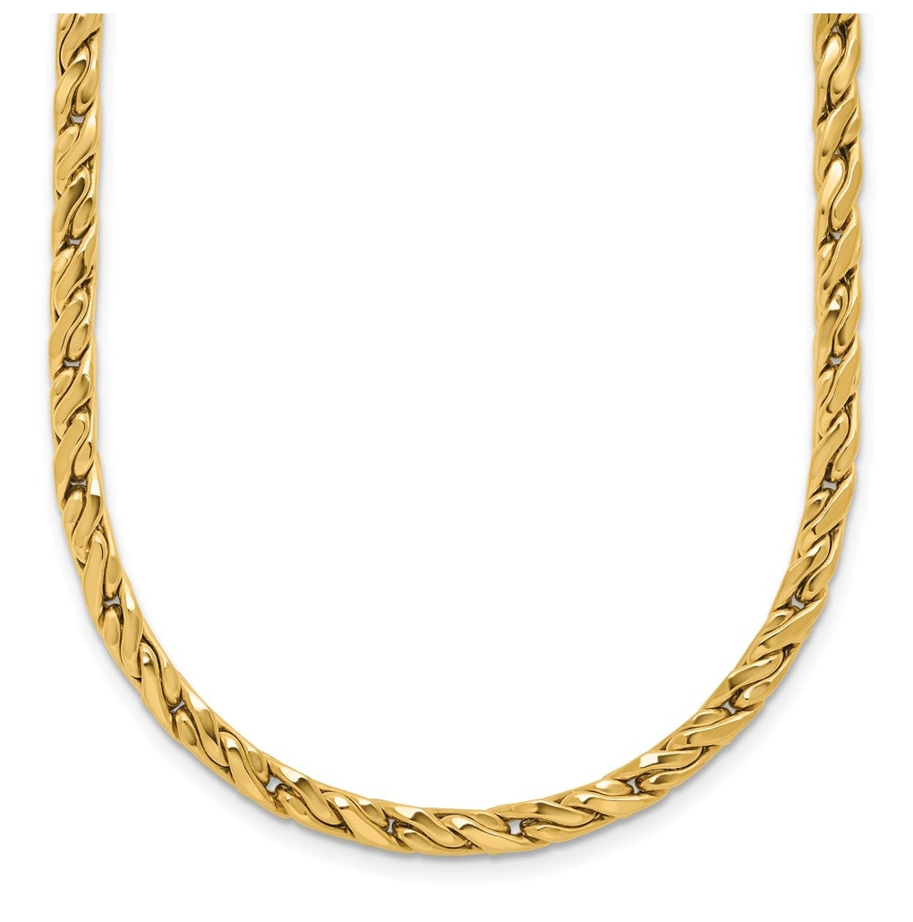 14k Yellow Gold Polished Square Twisted Link Necklace