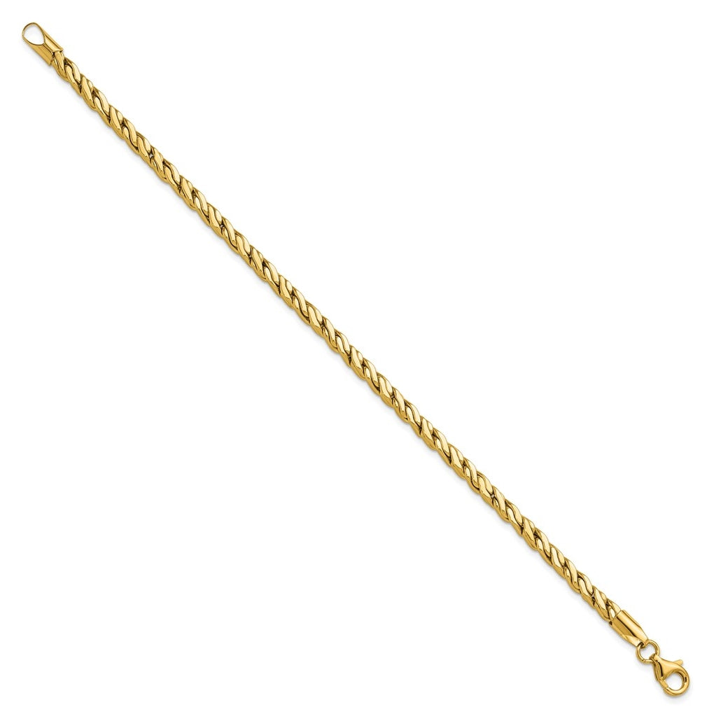 14k Yellow Gold Polished Square Twisted Link Bracelet