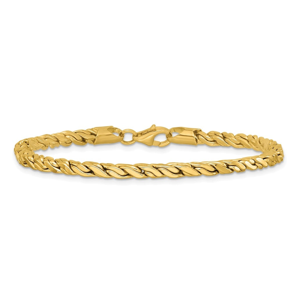 14k Yellow Gold Polished Square Twisted Link Bracelet